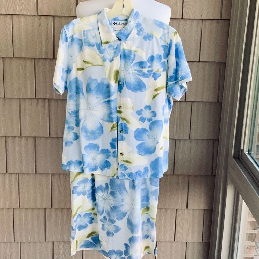 COLUMBIA SPORTSWEAR 2 PIECE DRESS SHIRT POLY BLEND OFFICE SUMMER LADIES S - Picture 8 of 14